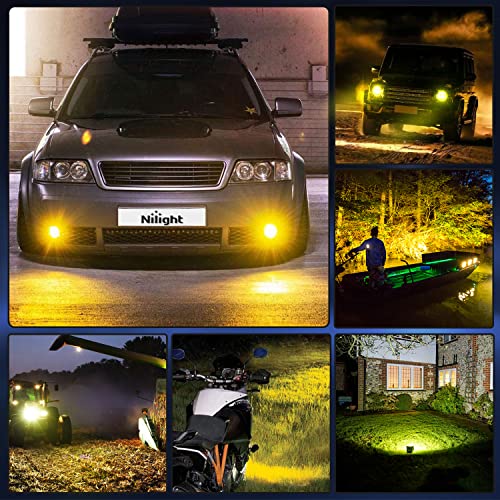 GOOACC 2PCS 4" Amber LED Pods 36W Triple Row Flood Light Bar Fog Light 3600LM Driving Lighting with 16AWG Off Road Wiring Harness-2 Leads for Truck Golf Cart SUV ATV UTV Boat, Clear,Yellow (Auto-650) - color: 2Pcs Amber LED Pods+ Wiring Harness