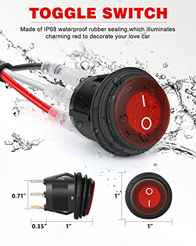 NAOEVO 12FT LED Light Bar Wiring Harness Kit 16AWG 2 Leads 12V On Off Waterproof Switch Power Relay Blade Fuse for LED Work/Off Road Lights (12FT)
