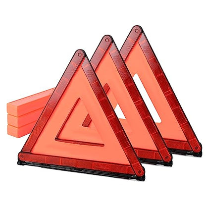 Emergency Warning Triangles, 3 Pack with Packaging Foldable Warning Reflective Triangle Warning Kit, Emergency Triangle for Vehicles, Car Road Reflective Kit for Vehicles Breakdown - size: 3 Pack