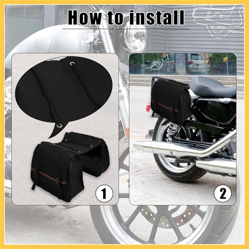 1Pair Motorcycle Saddlebag Side Tool Bags Cycling Motorcycle Luggage Bag Quick Release Buckle Waterproof Canvas Black 35.83''x15.35'' Auto Replacement Parts