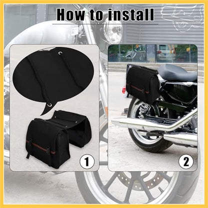 1Pair Motorcycle Saddlebag Side Tool Bags Cycling Motorcycle Luggage Bag Quick Release Buckle Waterproof Canvas Black 35.83''x15.35'' Auto Replacement Parts