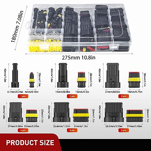 Nilight 622PCS 1 2 3 4 5 6 Pin Electrical Connector ‎Plug Male Female Terminal Wire Connectors Waterproof Quick Connect Set for Car Truck Motorcycle Marine Boat 43 Sets - size: 1-6Pin Connector 622Pcs