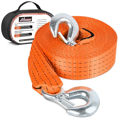 Nilight Tow Strap Heavy Duty with Safety Hooks 2”x20’ 10,000LBS Breaking Strength Towing Strap Rope for Trucks Vehicles Towing Accessories Cable Trailers, 2 Years Warranty - color: 2in x 20ft Strap w/Hooks