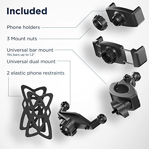 ENCASED Dual Bike Phone Mount, Adjustable Phone Holder for 2 Cellphones, Universal fit for Bicycle/Motorcycle/Electric Bike for iPhone and Android Phones