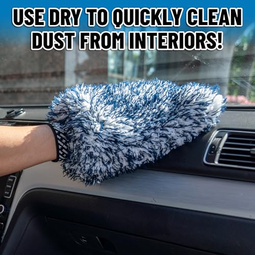 Chemical Guys, The Dually, Dual-Fiber, Wet-Dry Use, Microfiber Wash Mitt, (Car Wash Mitt Great for Car, Truck, SUV, RV, & More) Dark Blue + White, MIC517 - size: 1 Pack, style: Wash Mitt