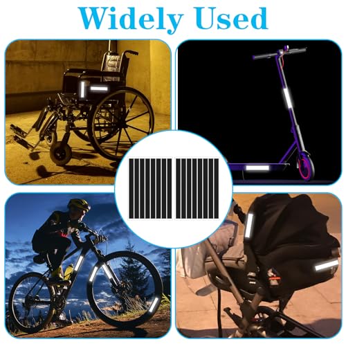 16PCS Black Reflective Tape, Motorcycle Helmet Decals Reflective Stickers for Helmet Motorcycle Helmets Stickers Night Visibility Safety Decal for Motorcycles Scooters Bike Helmets Stroller