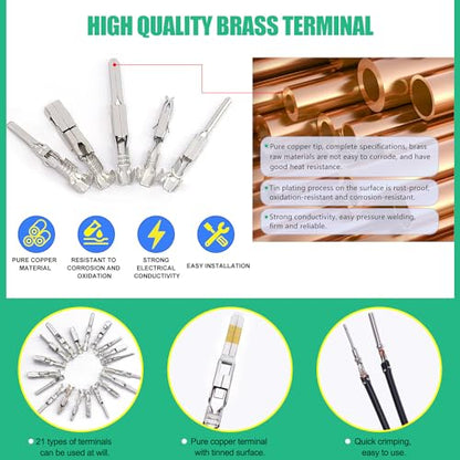 Twidec/345Pcs Car Electrical Wire Terminal Pins Connector Kit 1/1.5/1.8/2.2/2.8/3.5mm Male Female Connector Pins Terminal Automotive Wire Connector Crimp Pins With Pin Remover - size: 345PCS + Pin Remover