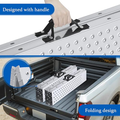 Heavy Duty Folding Loading Ramp 77.7 inches Long and 8.6 inches Wide, 1500lb Capacity, Motorcycle; Lawn Mower; Snow Plough; Bikes; ATV; UTV; Golf Carts,Circular Hole, Pack of 2