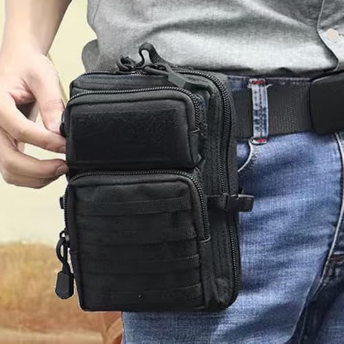 Tactical Molle Utility Pouch, Compact EDC Tool Pouch Bag Tactical Phone Pouches Medical EDC IFAK Pack Mini Waist Pouches - color: Black