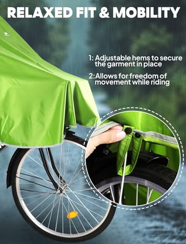 ANYOO Waterproof Rain Poncho Bike Bicycle Rain Capes Lightweight Compact Reusable for Adults - color: Greenyellow