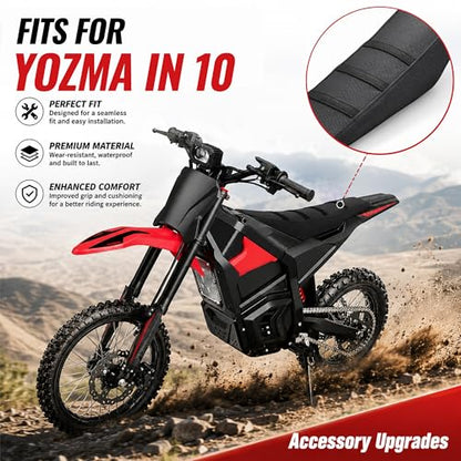 Seat Cover for Yozma IN10,Black Stripe Non-Slip Motorcycle Cushion Cover for Electric Dirt Bike Ebike Yozma in 10-Black - color: Black