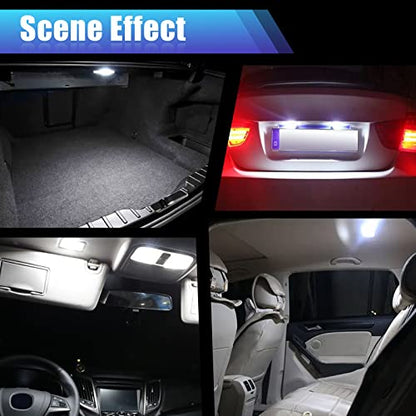 YOGEIER Car Led Bulb, Led Combination Set of 24 Sets, Used for Car Interior/Indoor Map Dome/ Trunk / License Lights, Etc. (White) - color: white