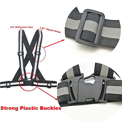Generic Leeshow 2 Pieces Hi Viz Strap Vest,One Size Fit All Elastic High Visible Reflective Safety Gear for Walking the Dog, Night Runs, Jogging, Biking, Racing Motorists, Hunting (Black&fluorescent)