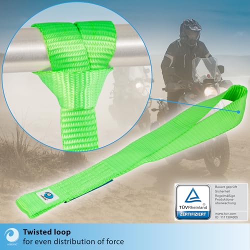 valonic Condor - Soft Loop tie Down Straps Heavy Duty - 2 Pack, 7716lbs, 1.4" x 18", Double Stitched, Green - for Motorcycle Handlebar