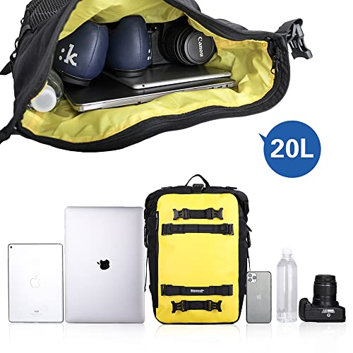Rhinowalk Motor Saddle Bag Motorcycle Pannier Bag Waterproof Multifunctional Rear Rack Trunk Seat Bag (Yellow, 20L)