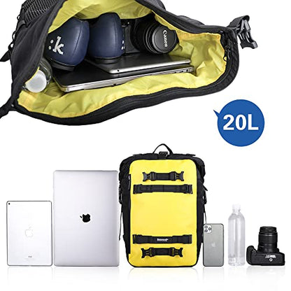 Rhinowalk Motor Saddle Bag Motorcycle Pannier Bag Waterproof Multifunctional Rear Rack Trunk Seat Bag (Yellow, 20L)
