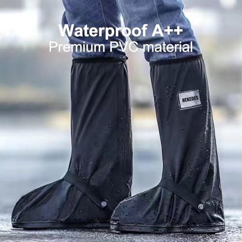Waterproof Shoe Covers, Reusable & Foldable Rain Boot Shoe Cover with Zipper, Non-Slip, Reflector, Men Women Rain Gear, Black - size: X-Large