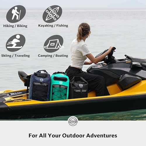 STOVER 5/10/25/30/40/55L Waterproof Dry Bag- Roll-Top Backpack w/Phone Case- Kayaking, Hiking, Camping, Boating- Men/Women - color: 30l Navy Blue (With Phone Case), size: 30L