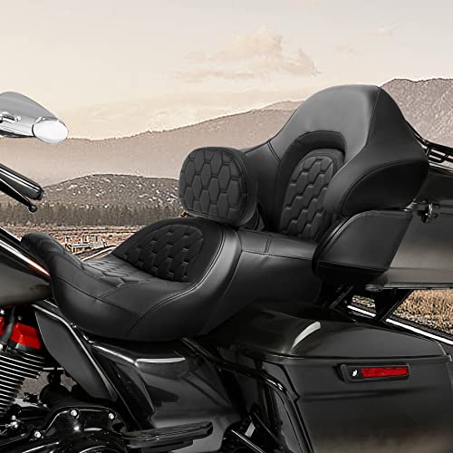C.C. RIDER Driver Rider Backrest Fit for Harley Touring Road King Street Glide Road Glide Electra Glide and Tri Glide Models 2009-2023 2009-2023 - color: Rider Backrest 16#Black