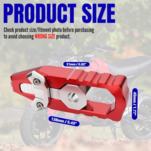 Canitu 2Pcs Red Swingarm Tensioner Axle Adjusters, Billet Aluminum Motorcycle Rear Axle Chain Spool Mods Chain Adjusters Adjusting Tool for Honda Grom 125 2014-2021 - color: RED