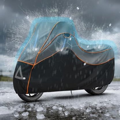 Specialized Hail Protector Motorcycle Cover, Multi-Layered Motorcycle Hail Blankets Protector Cover with 5mm Thick High Density EVA Cushioning Foam Pad and Reflective Stripes, 110L x 43W x 57H in - size: Motorcycle