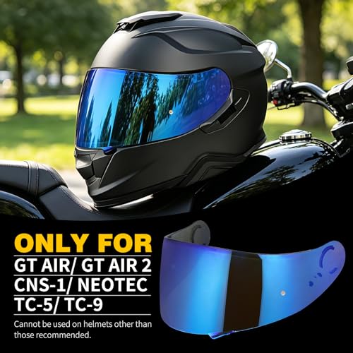 GT Air Visor Repalcement for GT Air 2, Outer Face Helmet Shield Compatible with CNS-1/Neotec/TC-5/TC-9 Accessories (Chrome Blue) - color: Chrome Blue
