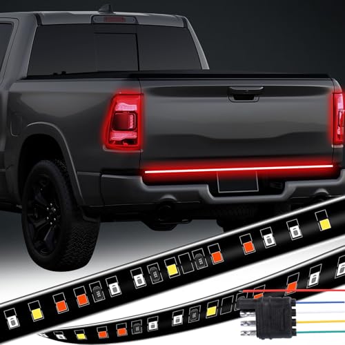 60 InchTruck Tailgate Light Bar Single Row LED Tail Light Strip with Brake Reverse Turn Signal Lights - size: 60''-Single row