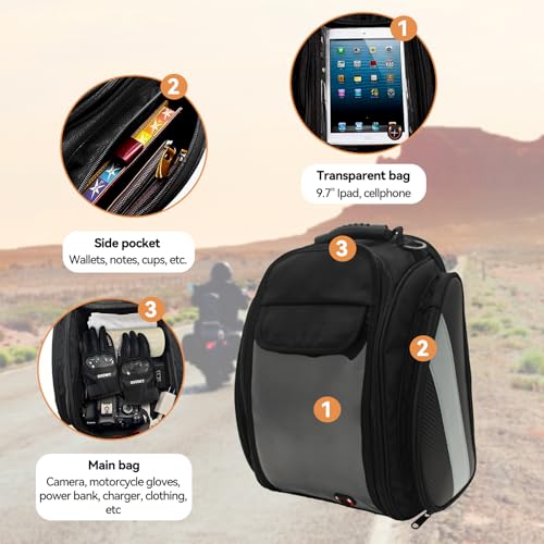 Dracarys Motorcycle Tank Bag - Oxford Saddle Black Motorbike Bag - Strong Magnetic Bag for Honda Yamaha Suzuki Kawasaki Harley - size: 28Liter