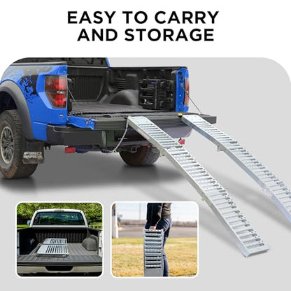 Rockland 72" x 9" Tri-Fold Steel Truck Ramps, 1000 LBS Capacity, Folding Trailer Ramps for Motorcycles, Ebikes, Dirtbikes and ATVs, Heavy Duty Loading Ramps for Trailer Pickup Truck, 2 Pcs - size: Steel Tri-Fold Ramp+1000LBS+72"x9"(Slim)