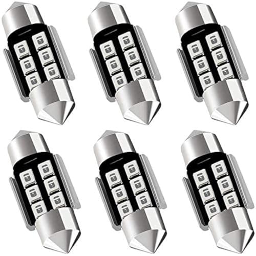 AUXLIGHT DE3175 DE3021 DE3022 3175 31MM 1.22”Festoon Canbus Error Free LED Interior Light Bulbs Green, Super Bright 6SMD Chips for Dome Map Door Courtesy License Plate Lights (Pack of 6) - color: Green, size: 31MM