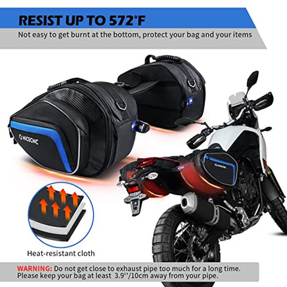NICECNC Motorcycle Saddlebags, 50L Saddle Bags Motorcycles Throw Over Side Bags Compatible with Harley Honda Suzuki Yamaha Adventure Street Glide Dual Sport, Blue - color: Blue