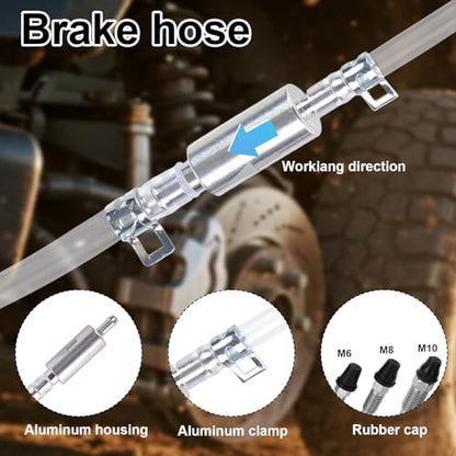 4 Sets Universal Brake Bleeder Hose Kit, One-Way Brake Bleeder Check Valve Tube Bleeding Tool with Metal Clamps Accessories for Car Motorcycle Bike DIY Service and Maintenance
