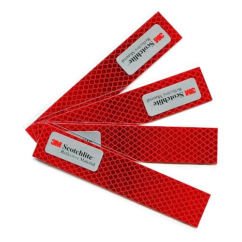 Salzmann Diamond Grade Reflective Sticker, 3M Material, Waterproof, All-Weather, Red, Pack of 4 | Made with 3M Reflective Material | Waterproof Safety Decals | Yellow, Orange, Red & White - color: Red