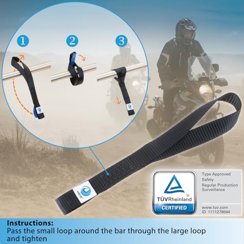 valonic Falcon - Soft Loop tie Down Straps - 4 Pack, 4400lbs, 1" x 12", Double Stitched, Black - for Motorcycle Handlebar - size: 1 ft