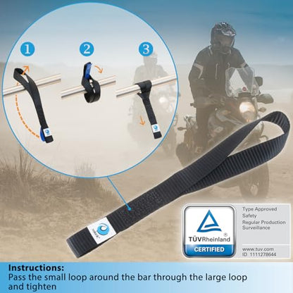 valonic Falcon - Soft Loop tie Down Straps - 4 Pack, 4400lbs, 1" x 12", Double Stitched, Black - for Motorcycle Handlebar - size: 1 ft