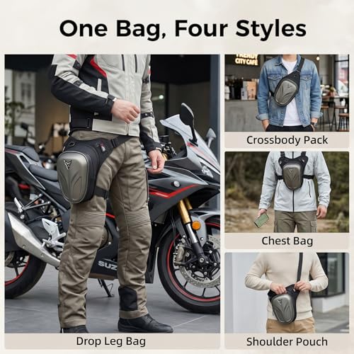 Hard Shell Motorcycle Drop Leg Bag, Expandable Thigh Pack for Men, Water-Resistant Hip Waist Pouch for Riding, Tactical Hiking & Daily Commute, 2-3.2L Capacity (Gray) - color: Gray
