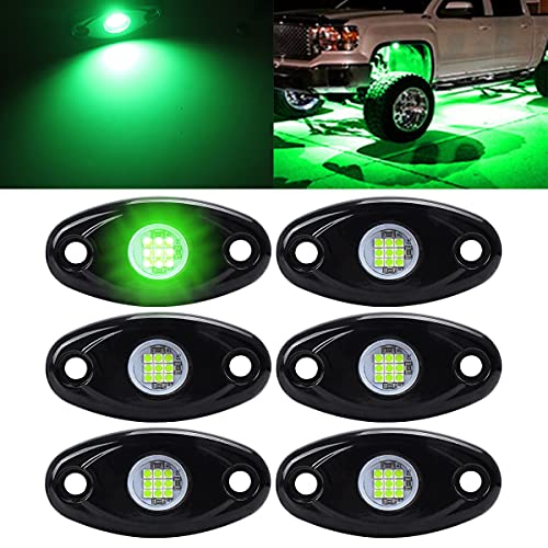 6 Pods LED Rock Lights Green for Jeep Off Road Truck Car ATV SUV Boat Under Body Glow Accent Lighting lamp Waterproof underglow LED Neon Underbody Fender Light Kits - color: Green, size: 6 Pods