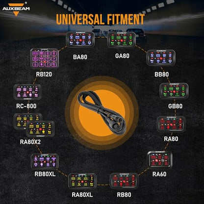 Auxbeam Extension Wiring Harness Switch Panel BA80, BB80, RA80/60, RB80, AS-400/600/800, AS-R40/R60/R80, AR-600/800/820, RC-800, Switch Controller Extension Extended Wire Line, 1.2m/47inch - style: For 8 Gang Switch Panel