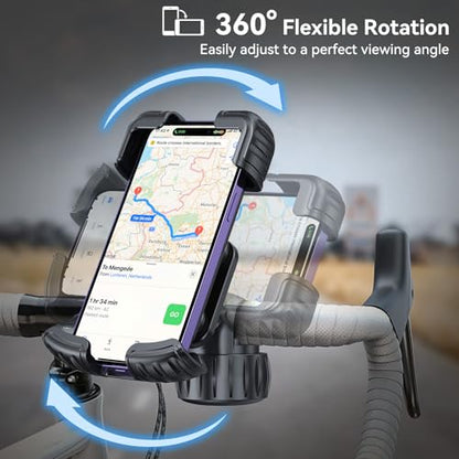aceyoon Bike Cell Phone Holder, Phone Holder for Motorcycle, Scooter Phone Clip Suitable for 0.59''-1.18'' Handlebars for iPhone Air 17 Pro Max,16 15 Pro Max, More 4.7 to 6.8" Smartphones