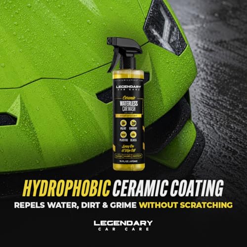 Legendary Ceramic Waterless Car Wash 16oz - High Gloss SiO2 Infused Detailing Spray - Hydrophobic Rinseless Car Wash & Exterior Spray Detailer