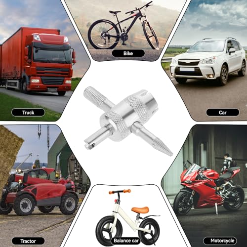 2 Pcs 4-Way Valve Core Tool Tire Valve Tools 4-in-1 Tyre Valve Removal Tool Tire Valve Stem Tool Valve Core Removal Tool Valve Stem Puller Valve Stem Removal Tool for Bicycle Bike Automobile Car