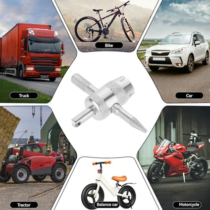 2 Pcs 4-Way Valve Core Tool Tire Valve Tools 4-in-1 Tyre Valve Removal Tool Tire Valve Stem Tool Valve Core Removal Tool Valve Stem Puller Valve Stem Removal Tool for Bicycle Bike Automobile Car