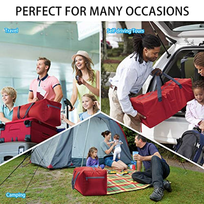 iFARADAY 2 Packs Foldable Duffel Bag 30" / 75L Lightweight with Water Rresistant for Travel - color: Red- 2PCS