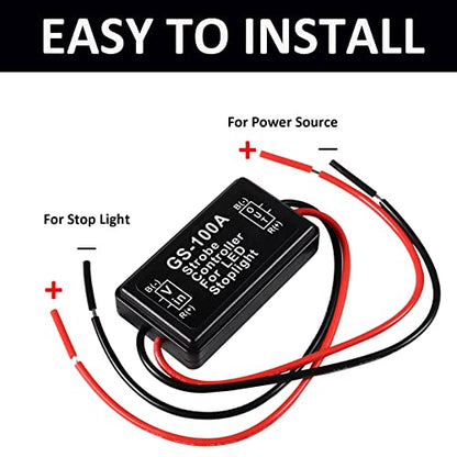 DIANN 4pcs GS-100A Brake Light Flasher Strobe LED Flash Module Flash Strobe Controller 12-30V for Cars, Trucks, Motorcycles, Bicycles