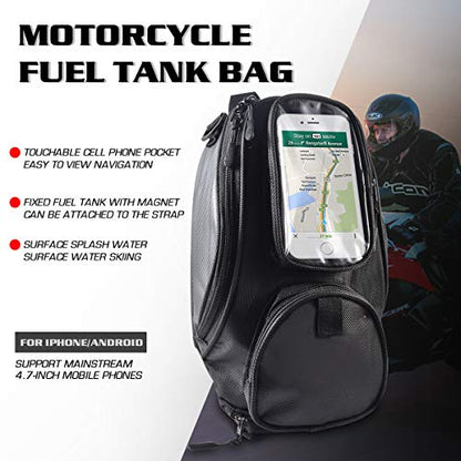 KATUR Motorcycle Gas Oil Fuel Tank Bag Universal Waterproof Oxford Fabric with Strong Magnetic Motorbike Bag Compatible with Harley Honda Yamaha Suzuki