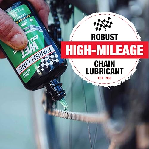 Finish Line Wet Bicycle Chain Lube – Long-Lasting Wet Style Lubricant for Road, Mountain, and Gravel Bikes – Reduces Friction and Repels Water – 4oz Drip Bottle | bike-oils - size: 4-Ounce
