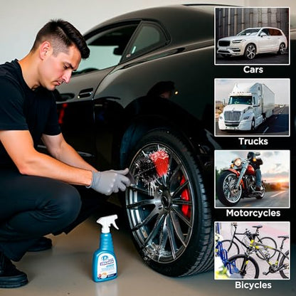(Upgraded) TAKAVU Premium Wheel & Tire Brush, Long Bristle Detailing Brush for Effortless Rim & Tire Cleaning, Non-Slip Handle, Built-in Knuckle Guard, Deep Reach for Brake Dust & Dirt Removal (Red) - color: Red & Black - Big Brush