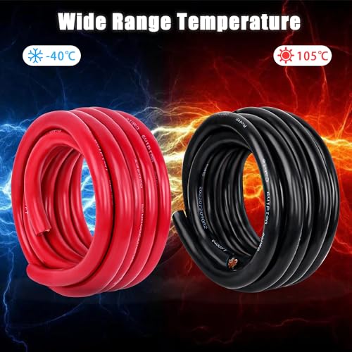 1/0 Gauge Battery Cable Copper Wire, 15FT Red+15FT Black 1/0 AWG Welding Cable Standard USA OFC Wire for Automotive, Battery, Solar, Marine and Generator - size: 1/0 Gauge 15FT