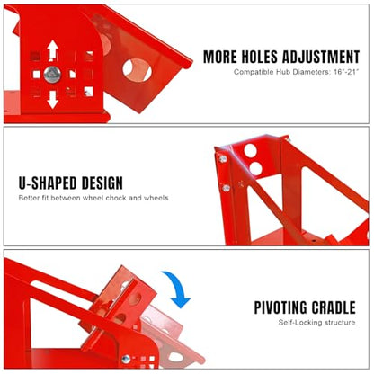 Big RED Motorcycle Wheel Chock, 1800 lbs Capacity Wheel Cradle Holder with 12 Adjustable Holes, for 16"-21" Motorcycles, Dirt Bike - color: RED wheel chock