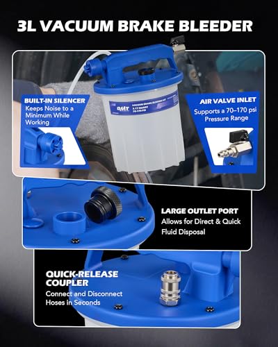 Orion Motor Tech 3L Vacuum Brake Bleeder Kit, Pneumatic Brake Fluid Bleeder Kit with 3.2 qt Brake Fluid Extractor 1L Refilling Bottle 20 Adapters, One Person Brake Bleed Fluid Pump Brake Bleeding Tool - size: 3L Upgraded Set